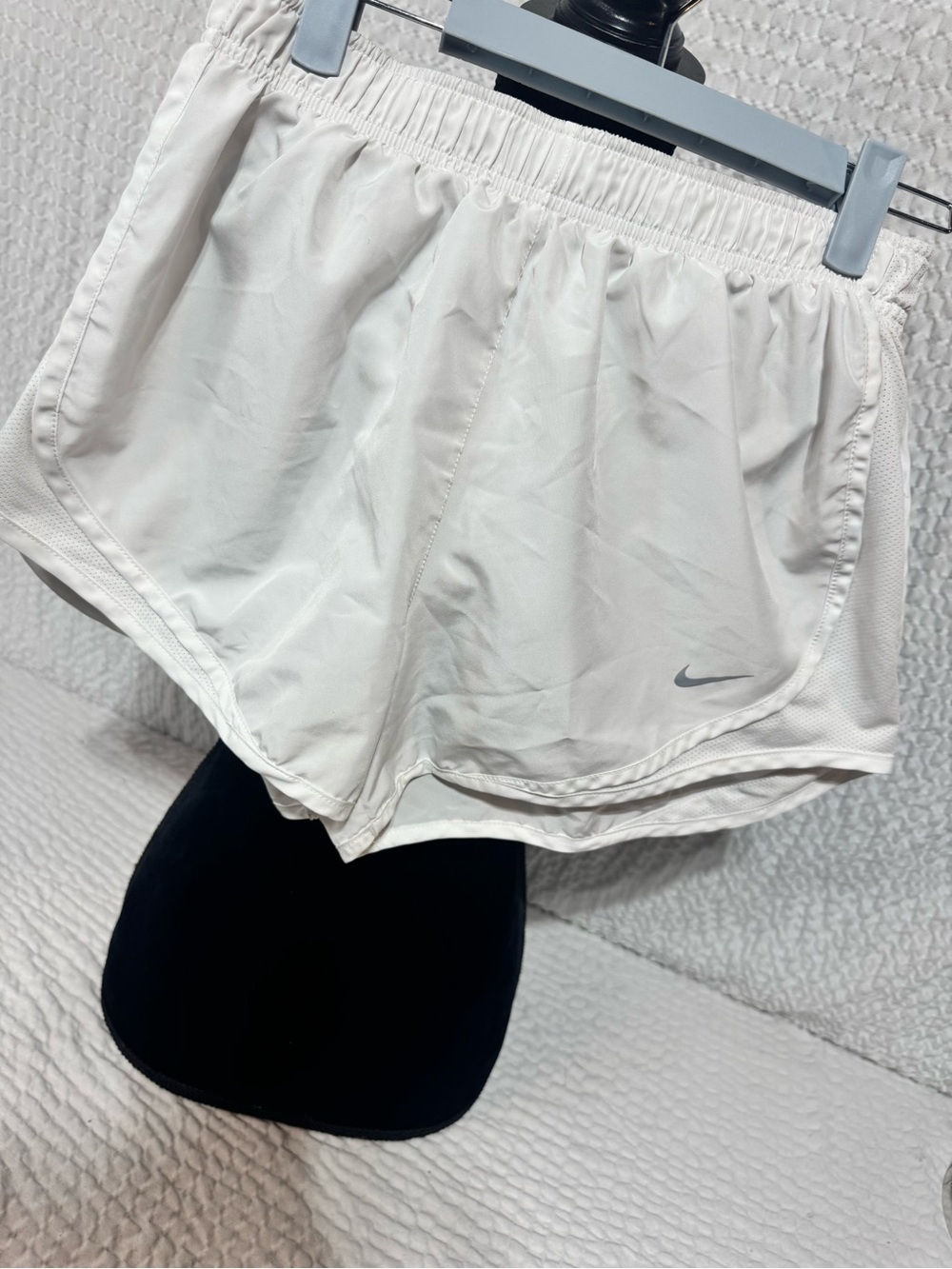 Nike White Women's Athletic Running Shorts with Swoosh